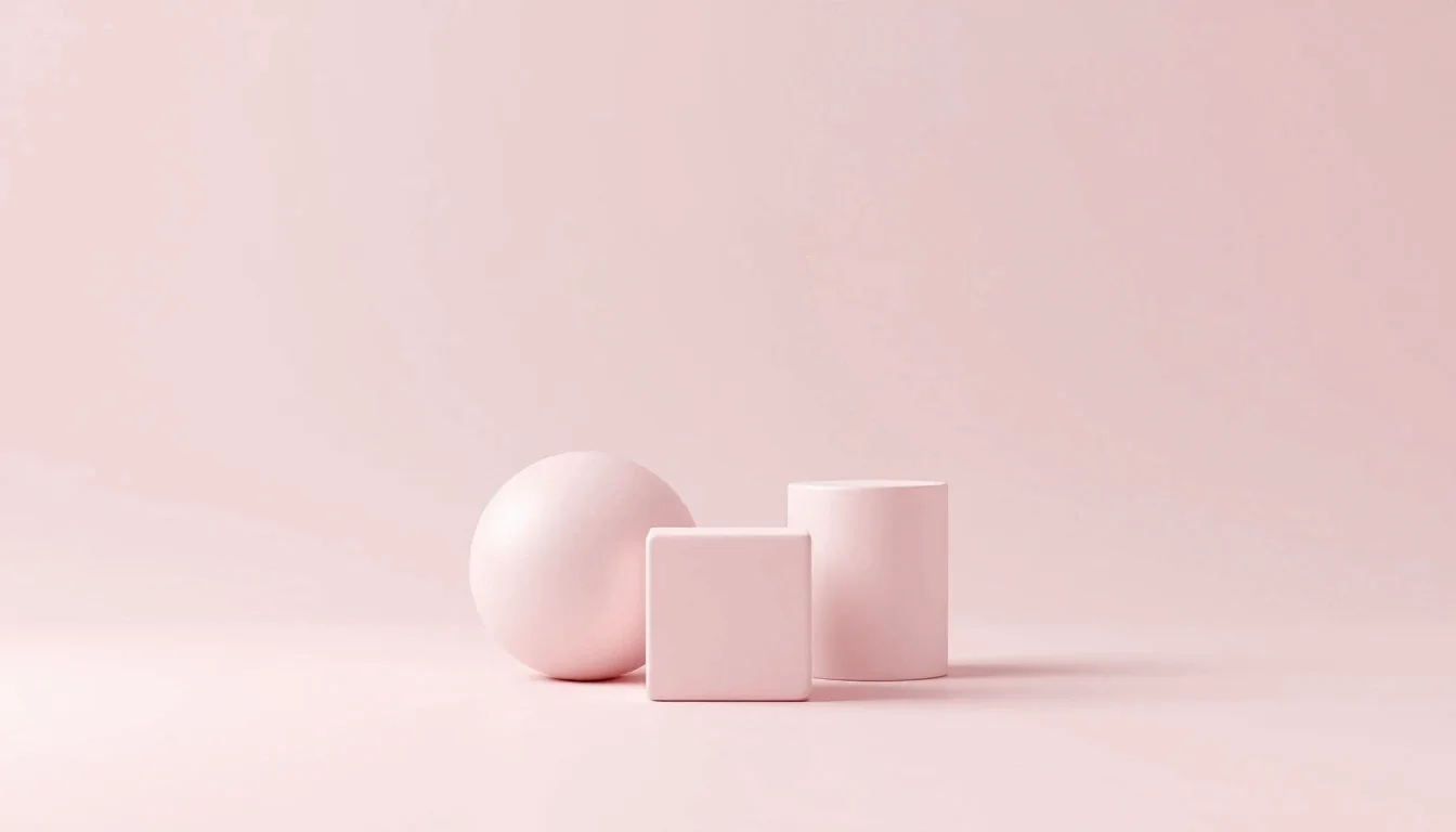 Un cube, une sphère et un cylindre alignés