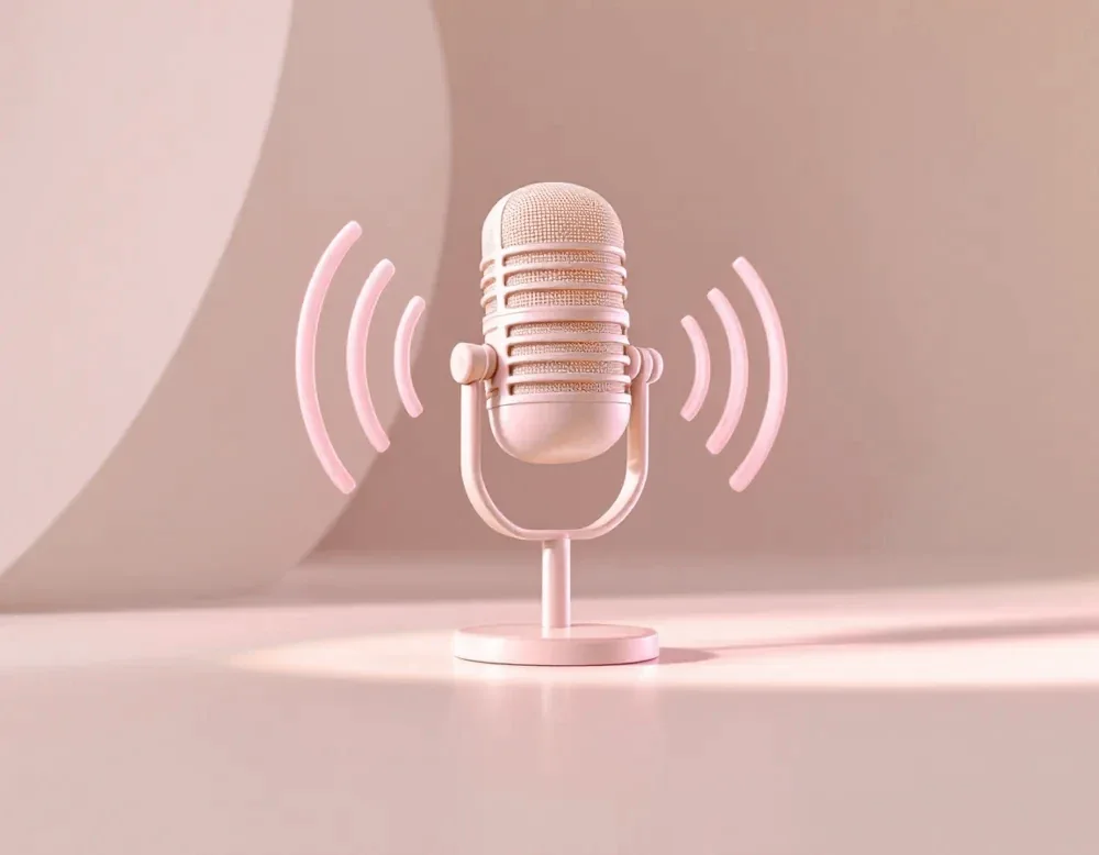 Illustration : un micro rose et ses ondes sonores